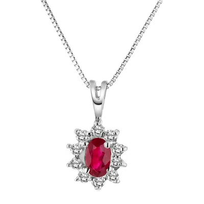 Diana M Jewels 0.35cttw Diamond And Natural Heated Ruby Pendant In 14k Gold