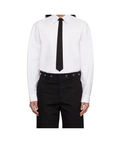 We11 Done Necktie-detail Cotton Shirt In White