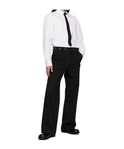 We11 Done Necktie-detail Cotton Shirt In White