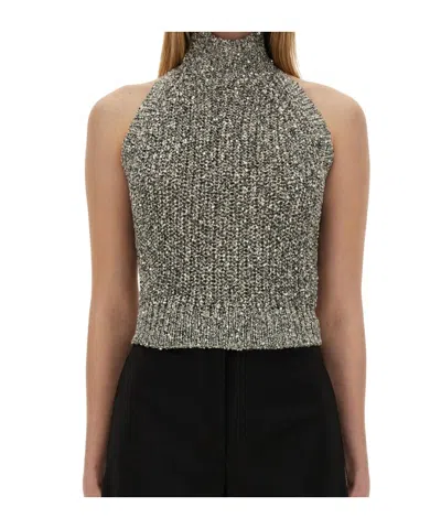 Alysi Sequined Knit Jacket In Gray