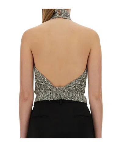 Alysi Sequined Knit Jacket In Gray