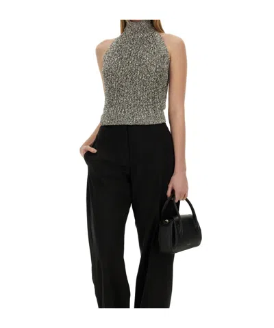 Alysi Sequined Knit Jacket In Gray