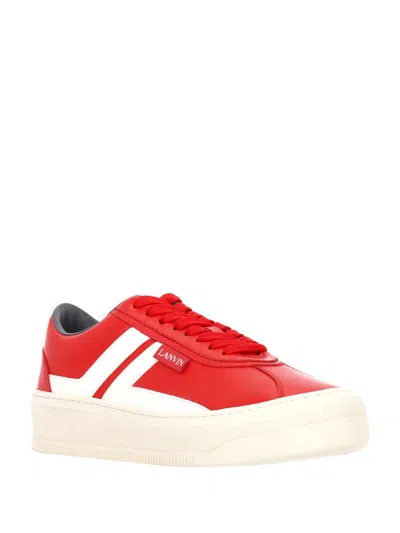 Lanvin Low Top Sneakers With White Accents In Red