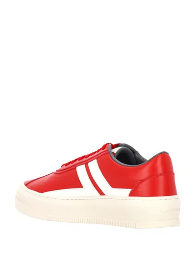 Lanvin Low Top Sneakers With White Accents In Red