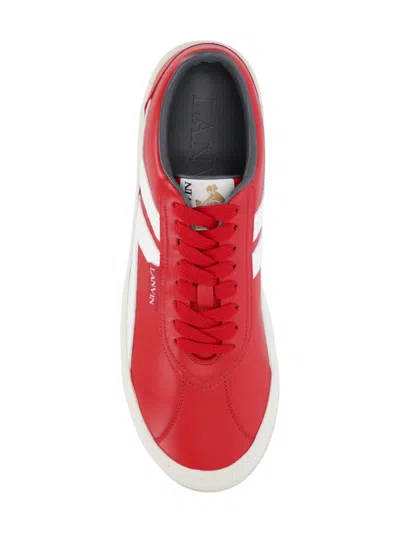 Lanvin Low Top Sneakers With White Accents In Red
