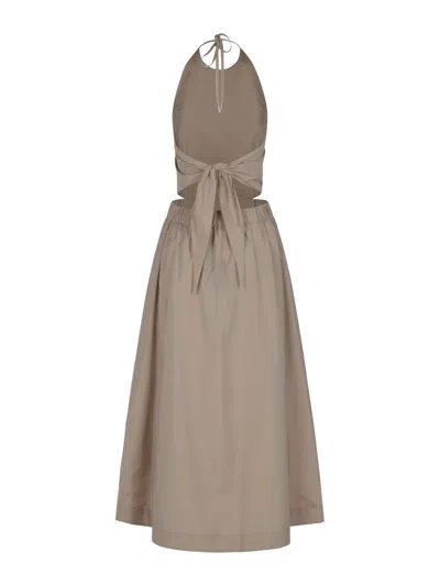 Peserico Poplin Maxi Dress In Gray