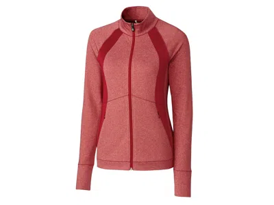 Cutter & Buck Ladies' Shoreline Colorblock Full-zip Jacket In Red