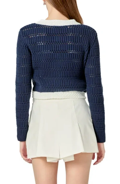 English Factory Contrast Crop Cardigan