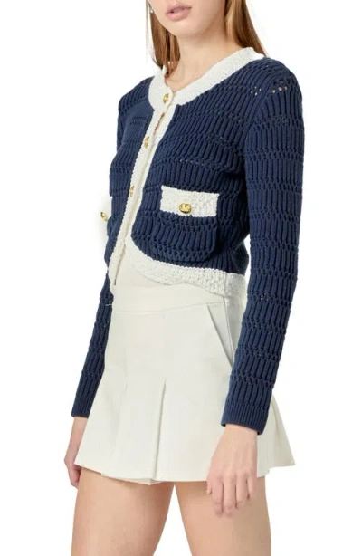 English Factory Contrast Crop Cardigan