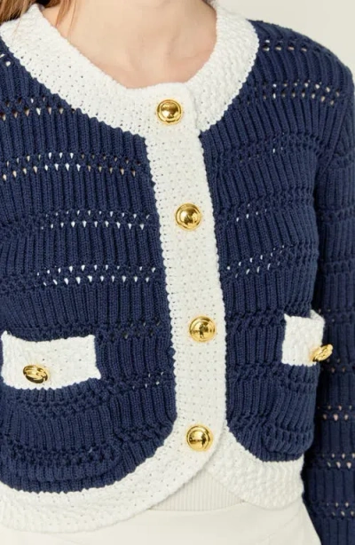 English Factory Contrast Crop Cardigan