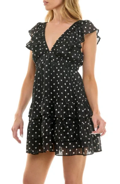 Socialite Double Ruffle Metallic Minidress