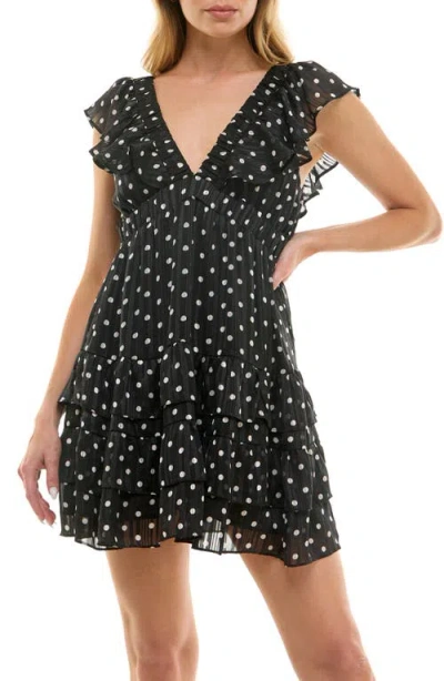 Socialite Double Ruffle Metallic Minidress