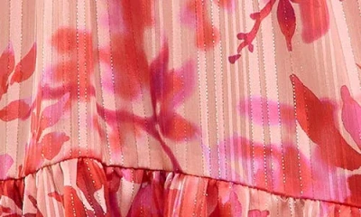 Socialite Double Ruffle Metallic Minidress In Pink