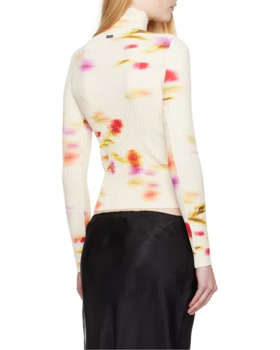 Ferragamo Blossom Print Mock Neck Top In Neutral