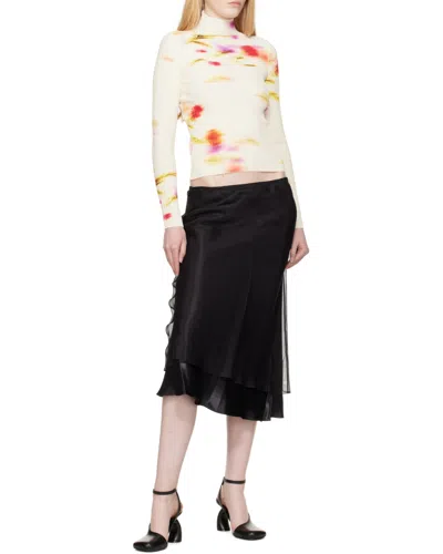 Ferragamo Blossom Print Mock Neck Top In Neutral