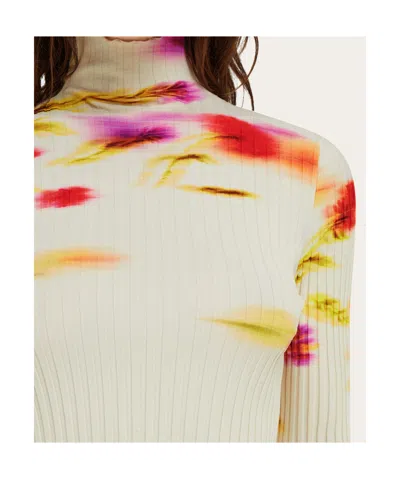 Ferragamo Blossom Print Mock Neck Top In Neutral