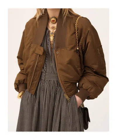 Chloé Brown Polyester Blend Bomber Jacket In Brown