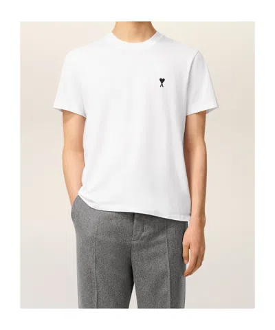 Ami Alexandre Mattiussi Ami Paris Men Ami De Coeur T-shirt In Organic Cotton Jersey In White
