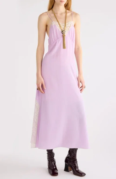 Chloé Chloe Lace-trimmed Silk Crepe De Chine Midi Dress