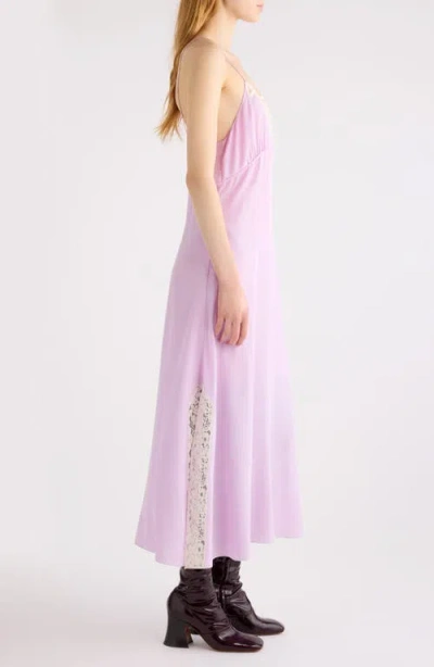 Chloé Chloe Lace-trimmed Silk Crepe De Chine Midi Dress
