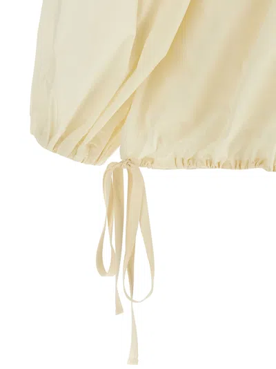 Philosophy Di Lorenzo Serafini White Top With Gathers And Elastic Waist With Drawstring In Tech Fabric Woman
