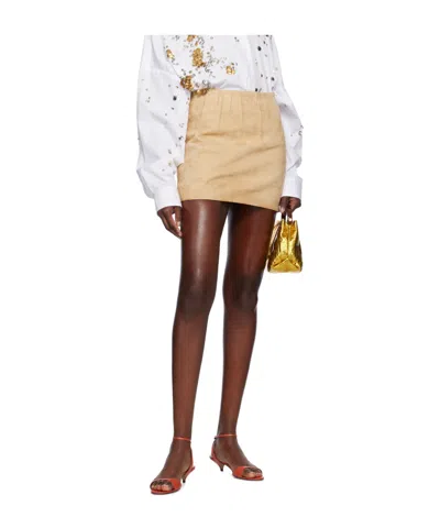 Marni Beige Soft Suede Miniskirt In Neutral