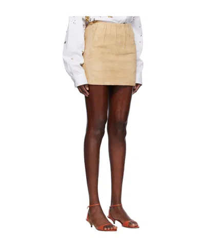 Marni Beige Soft Suede Miniskirt In Neutral