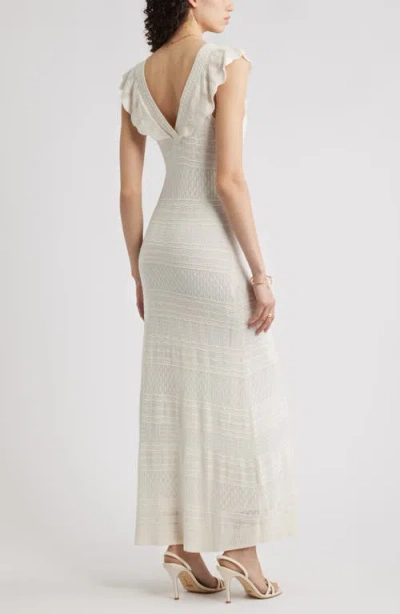Chelsea28 Pointelle Flutter Maxi Sweater Dress In White