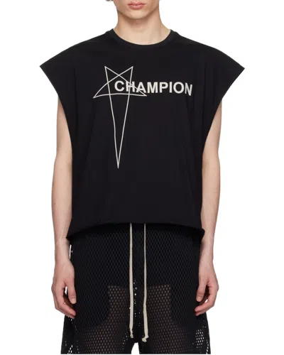 Rick Owens X Champion Cropped Micro Tatlin T-shirt In Black