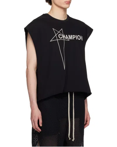 Rick Owens X Champion Cropped Micro Tatlin T-shirt In Black
