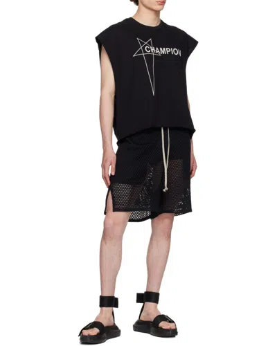 Rick Owens X Champion Cropped Micro Tatlin T-shirt In Black