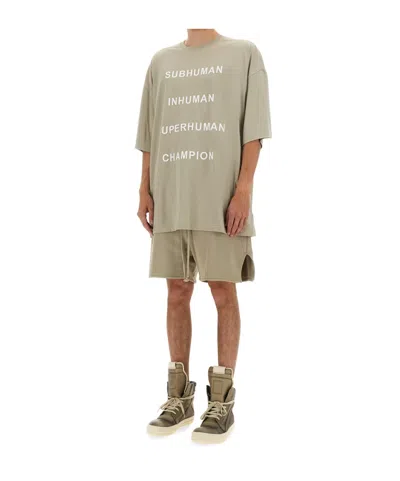 Rick Owens X Champion Text Printed Crewneck T-shirt In Neutral