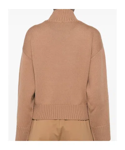 Fabiana Filippi Wool Turtleneck Sweater With Dropped Shoulders In Brown