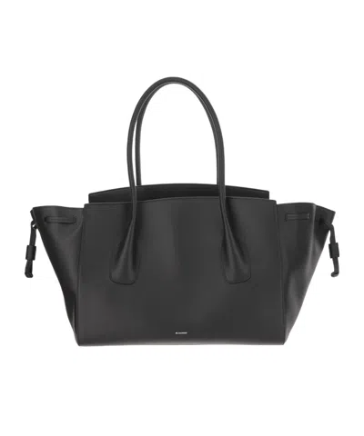 Jil Sander Medium Voyage Drawstring Shoulder Bag In Black