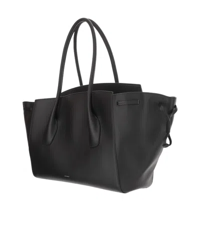 Jil Sander Medium Voyage Drawstring Shoulder Bag In Black