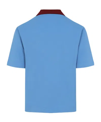 Marni Polo In Piquet Blu Con Colletto A Contrasto