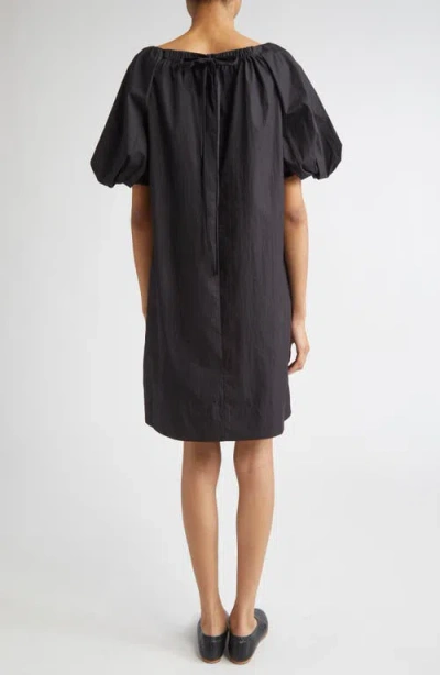 Lafayette 148 New York Gathered Neck Travel Cotton Blend Dress In Black