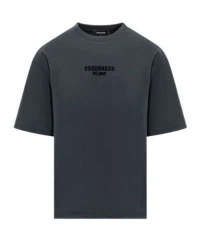Dsquared2 Logo-embroidered Crewneck T-shirt In Blue