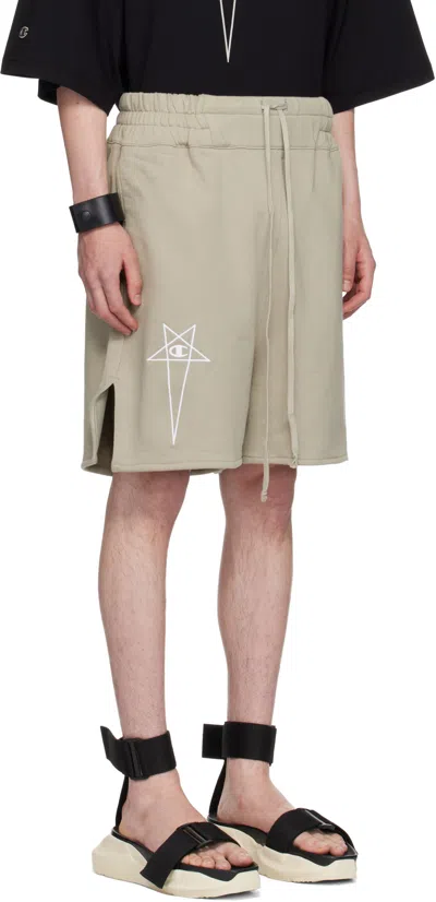 Rick Owens X Champion Cotton Shorts Trousers White In Neutral
