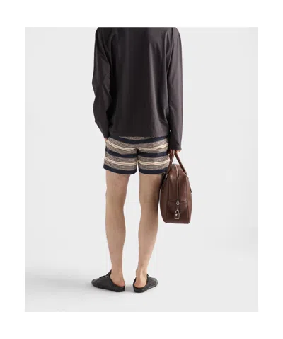 Prada Embroidered Stripes Nylon Swim Shorts In Multi