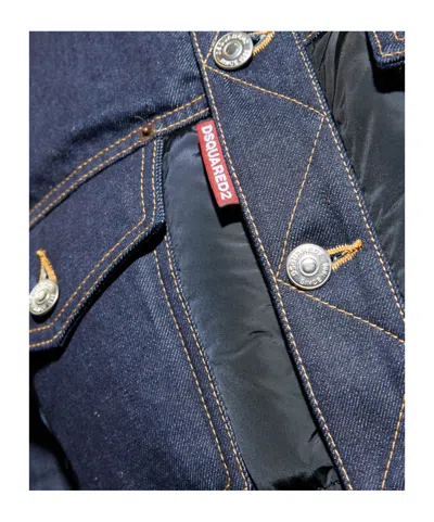 Dsquared2 Hybrid Puffer Denim Jacket In Blue