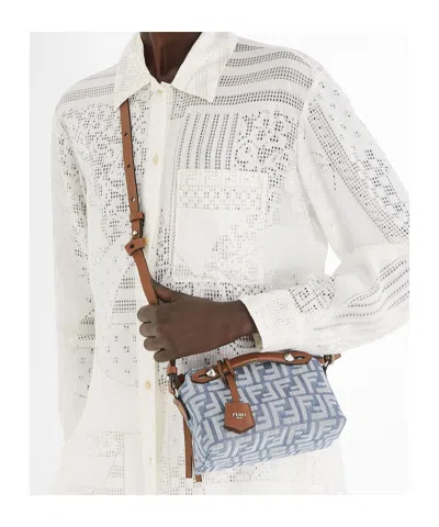 Fendi Blue Denim-effect Ff Jacquard Mini-bag