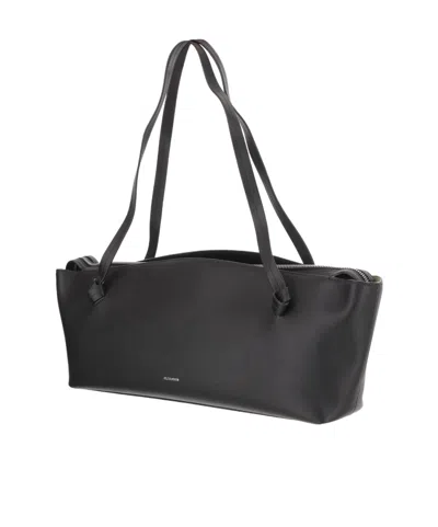 Jil Sander Big Joanna Leather Shoulder Bag In Black