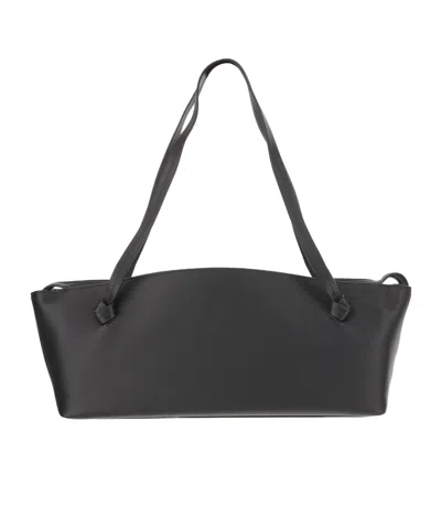 Jil Sander Big Joanna Leather Shoulder Bag In Black