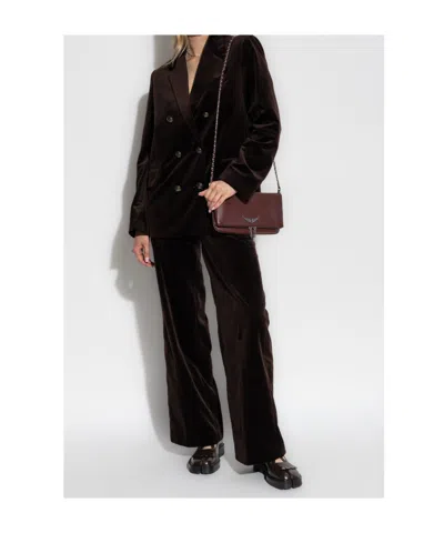 Zadig & Voltaire Wide-leg Velvet Trousers In Black