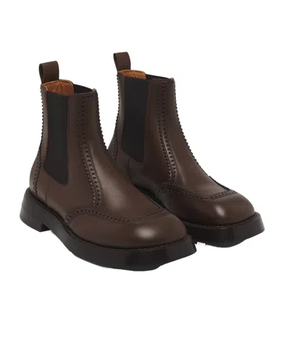 Alexander Mcqueen Leather Boots In Brown