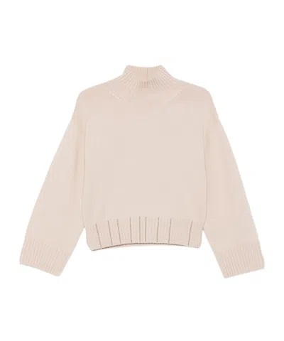 Fabiana Filippi Wool Turtleneck Sweater With Dropped Shoulders In Neutral