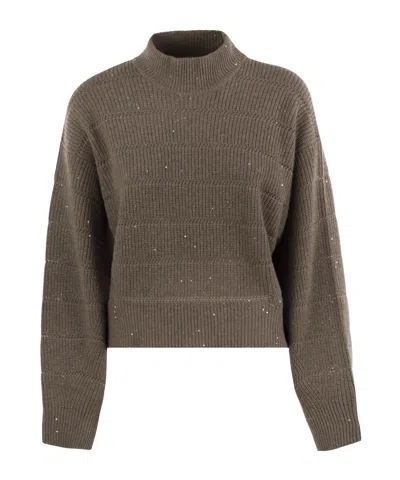 Brunello Cucinelli Women Cashmere And Wool Turtleneck Sweater In Gray