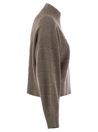 Brunello Cucinelli Women Cashmere And Wool Turtleneck Sweater In Gray