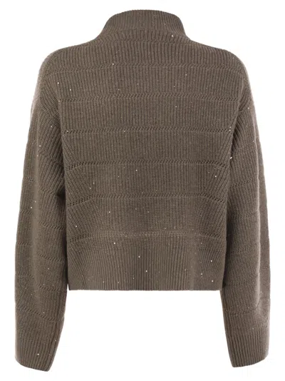 Brunello Cucinelli Women Cashmere And Wool Turtleneck Sweater In Gray